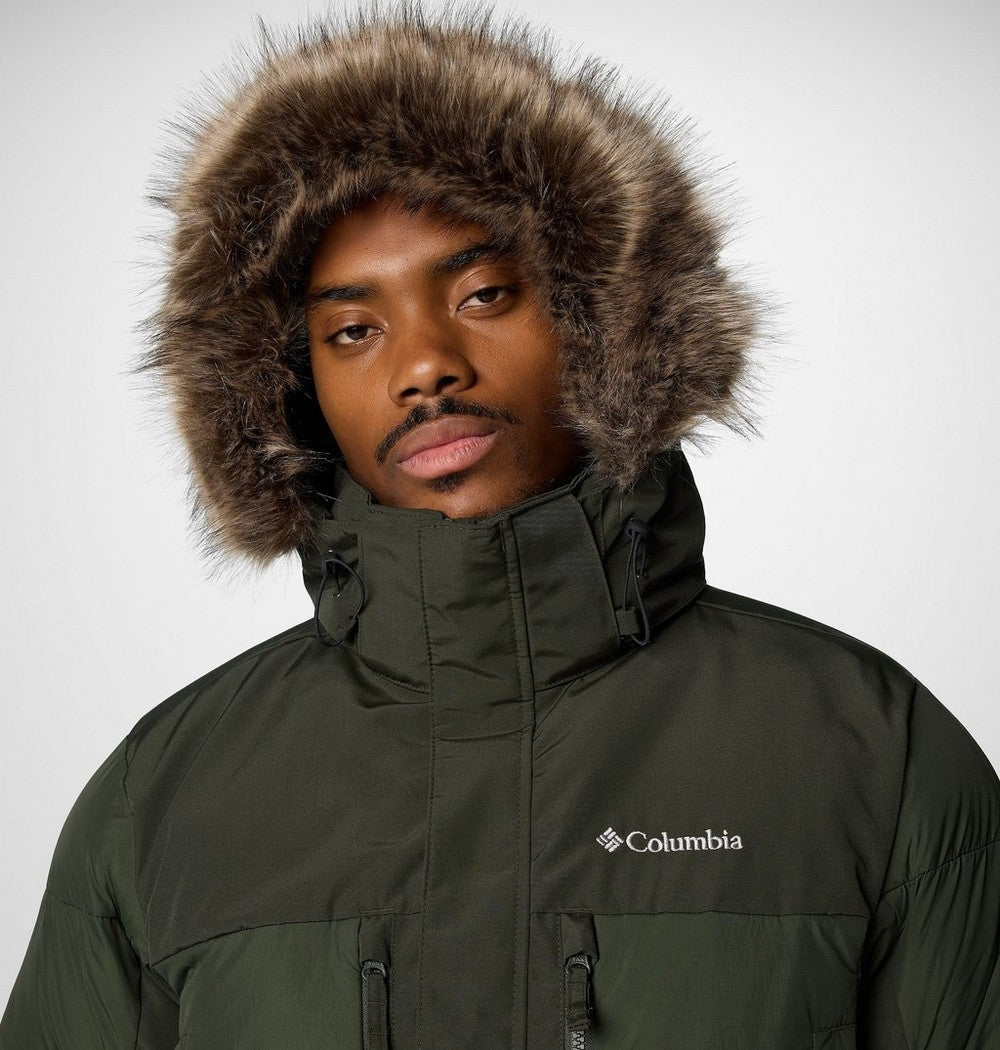 Men's Hooded Insulated Parka - Brown Black
