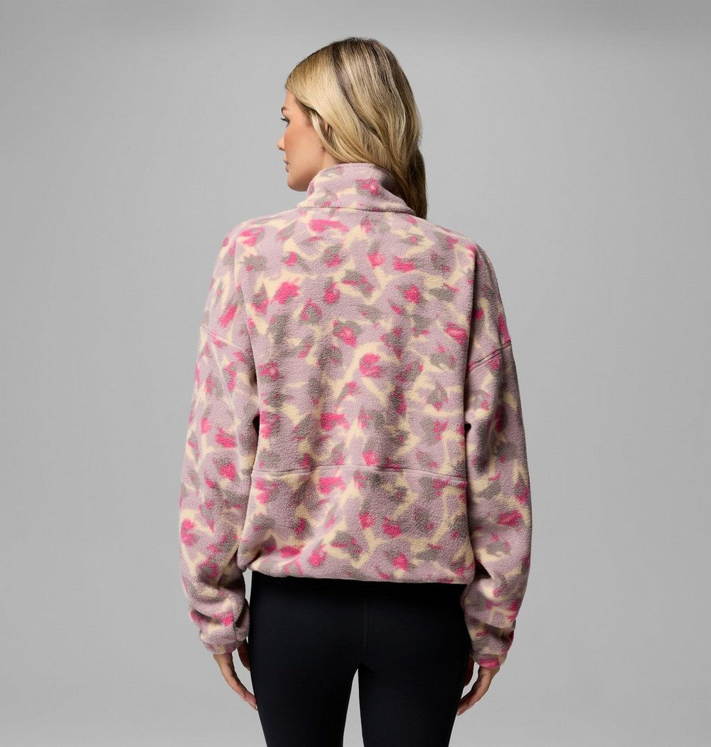 Women's Printed Fleece Half-Zip Pullover - Mauve