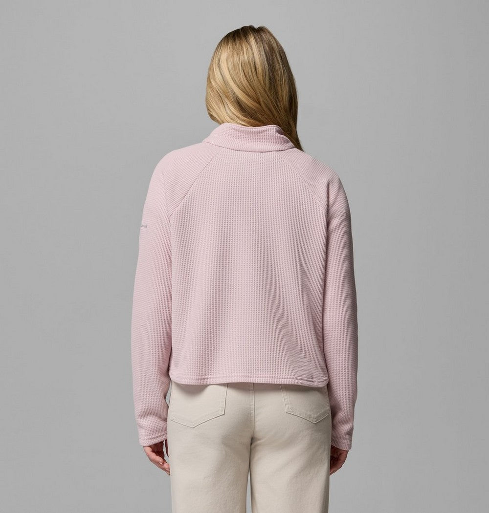 Women's Waffle Knit Half-Snap Shirt - Pink
