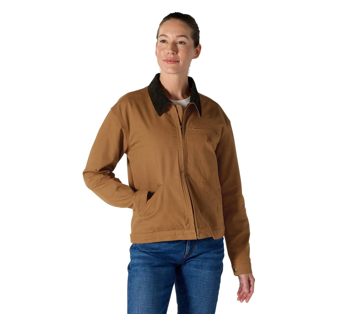 Women's Stretch Canvas Lined Work Jacket - Brown