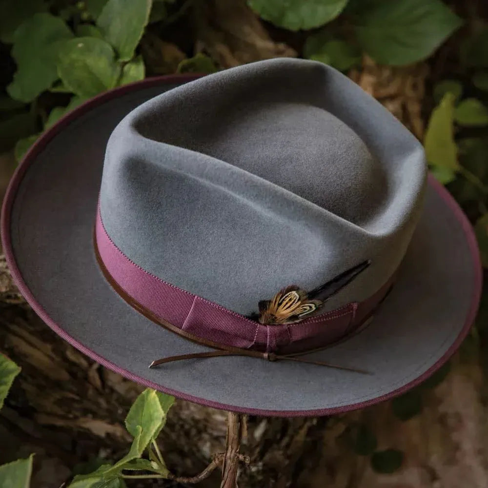 Bespoke Handmade Fedora - Special Hat Band-Black-Red