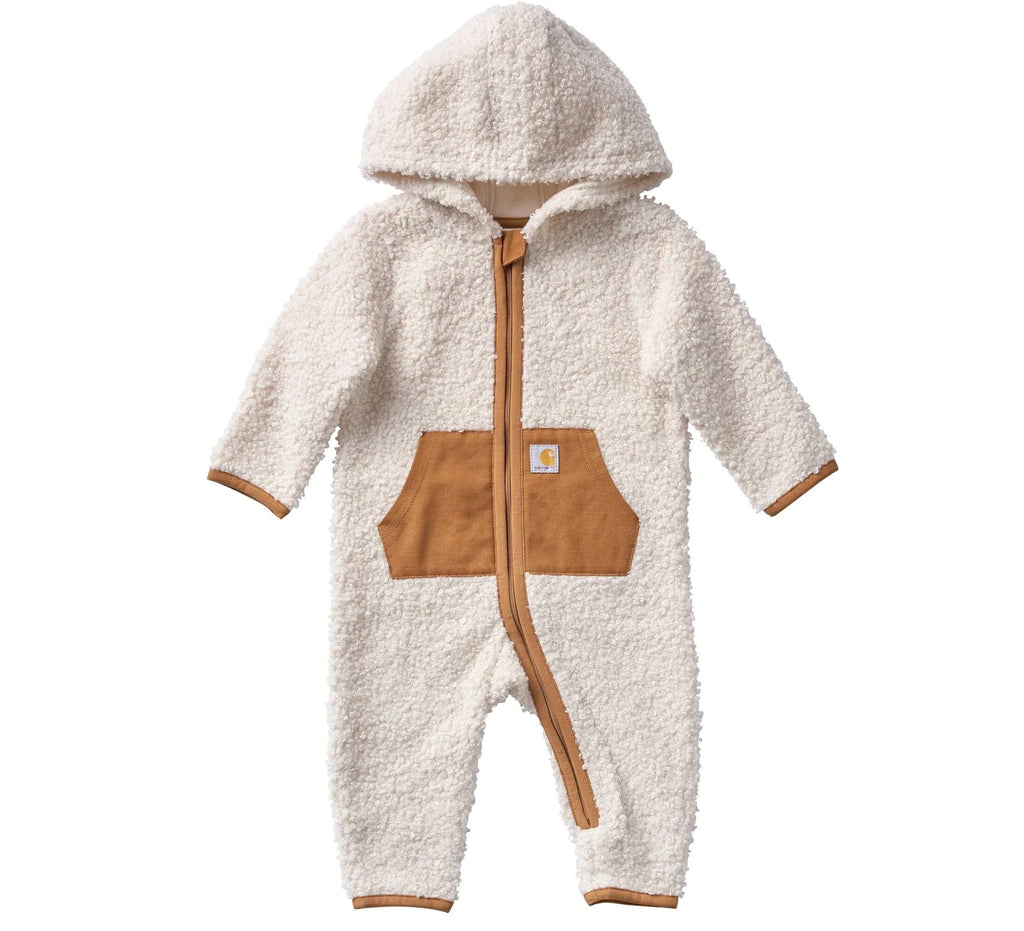 Baby Hooded Sherpa Fleece Coverall - Cream