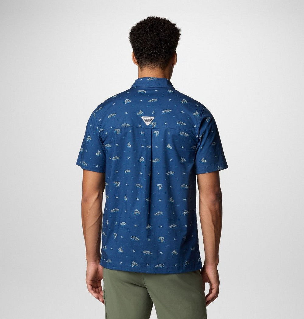 Men's Short-Sleeve Cotton Camp Shirt - Gray