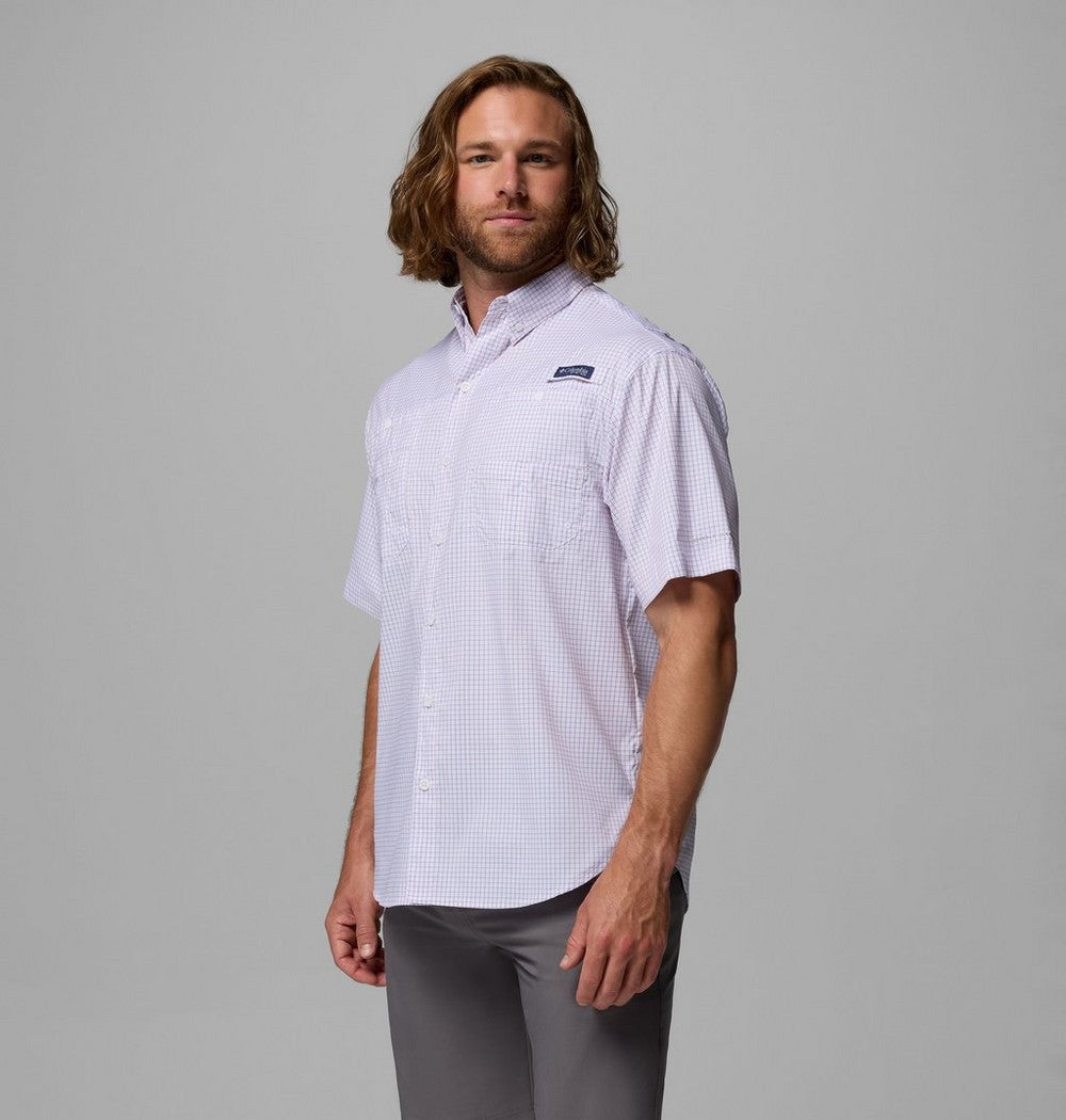 Men's Vented Short-Sleeve Fishing Shirt - Green Gingham