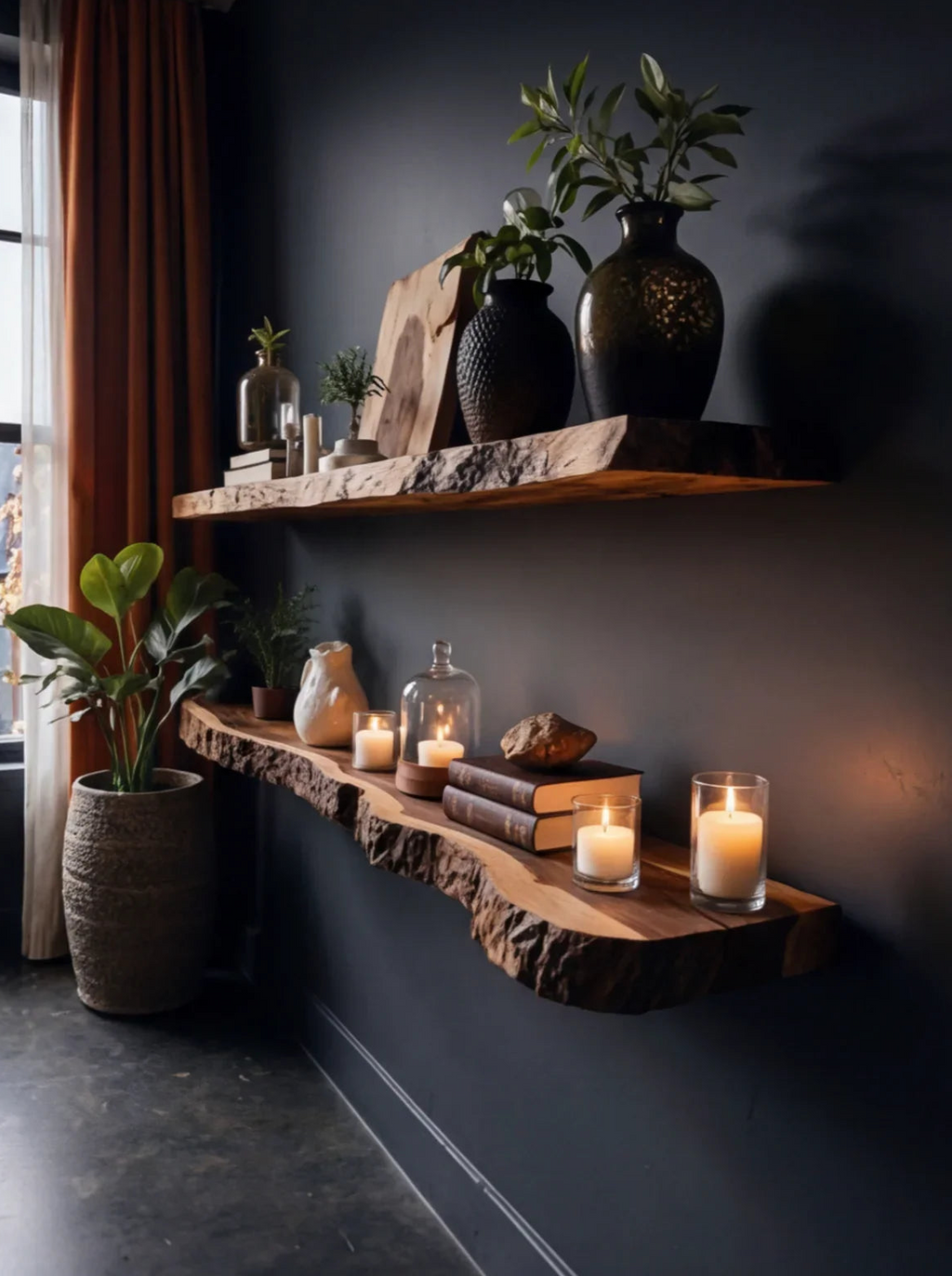 Rustic Live Edge Floating Shelf