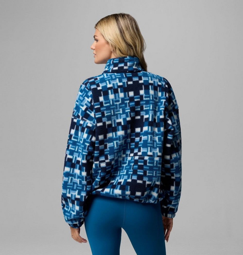 Women's Printed Fleece Half-Zip Pullover - Mauve