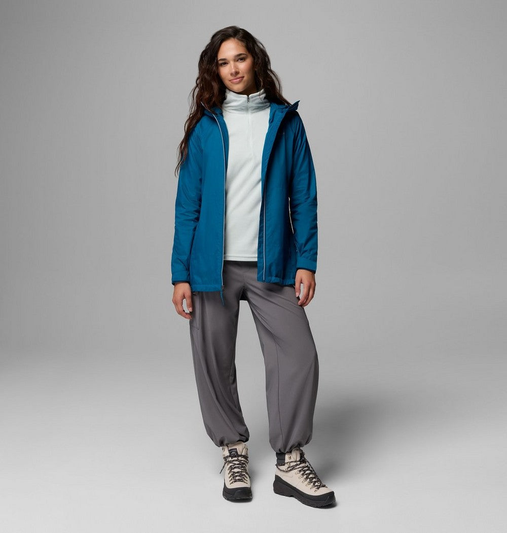 Women's Lined Long Rain Jacket - Blue