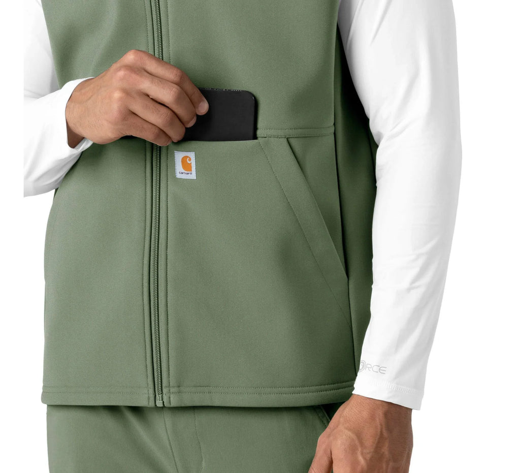 Men's Full-Zip Bonded Fleece Vest - Olive