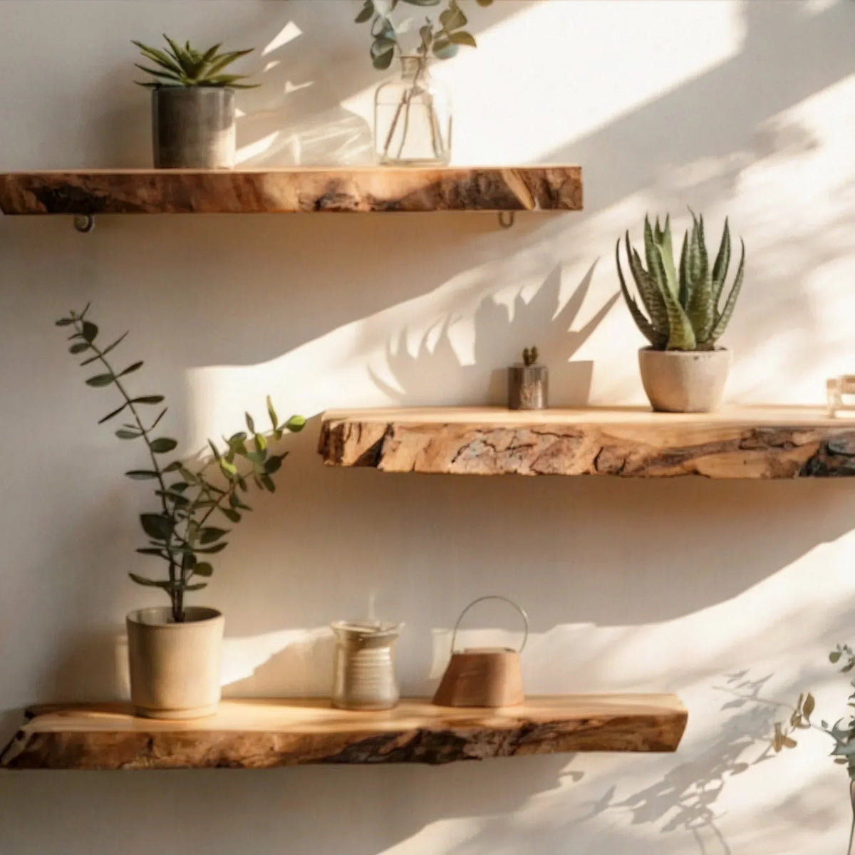 Live Edge Teak Root Floating Shelf