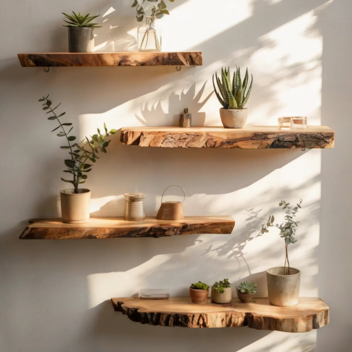 Live Edge Teak Root Floating Shelf