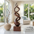 Abstract Twisted Solid Wood Floor Sculpture
