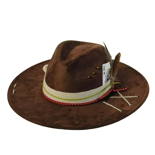 Ace of Spades Bohemian Handmade Suede Fedora Hat