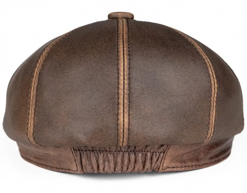 Aigburth Genuine Leather 8-Panels Newsboy Cap
