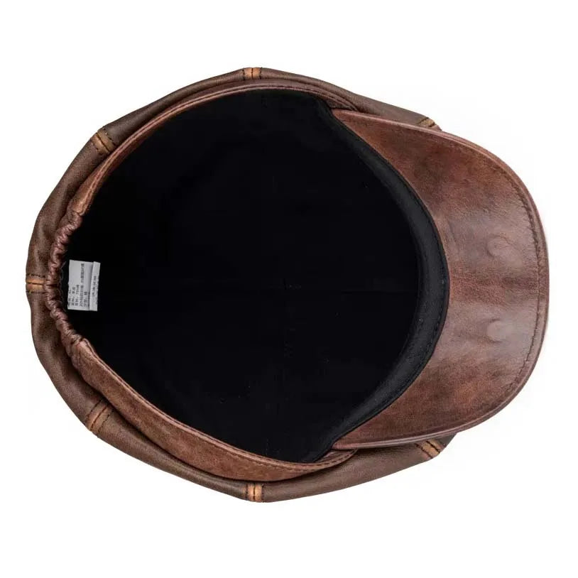 Aigburth Genuine Leather 8-Panels Newsboy Cap