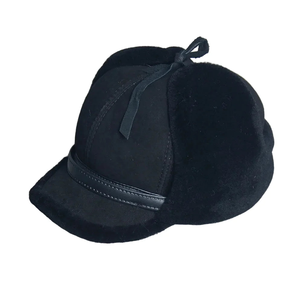Alaska Winter Genuine Leather Trapper Bomber Hat