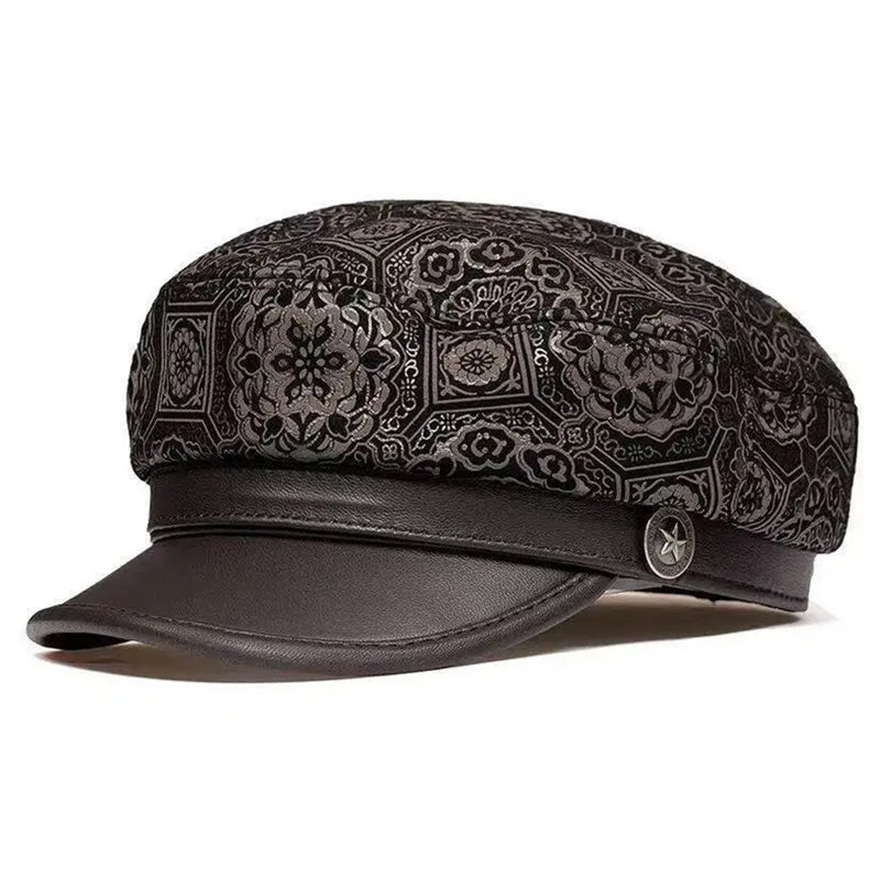 Alhambra Mosaic Brown Genuine Leather Sailor Cap