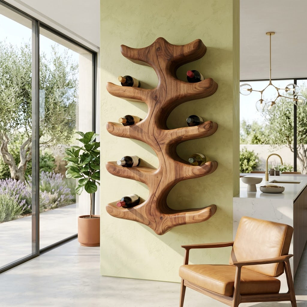 Artisan Timber Branch Wall Wine Rack
