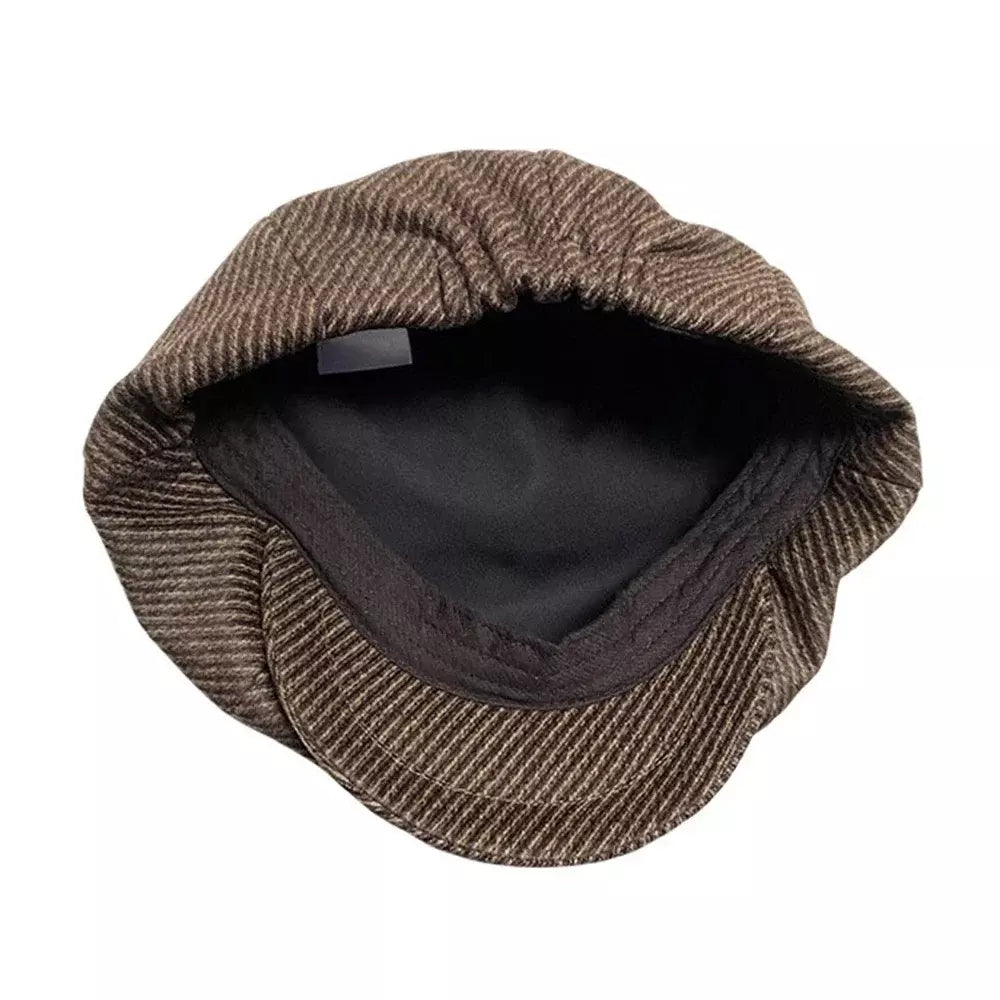 Atwood Brown Herringbone Wool Newsboy Cap