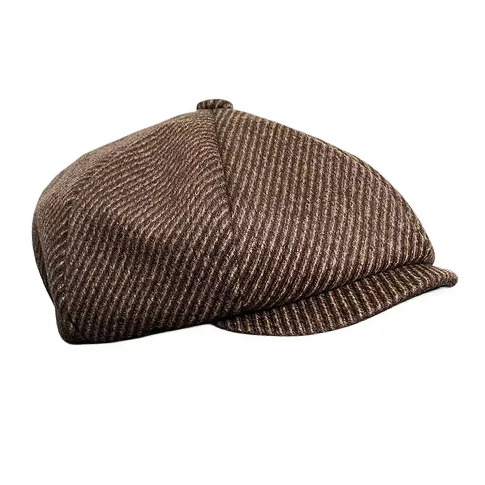 Atwood Brown Herringbone Wool Newsboy Cap