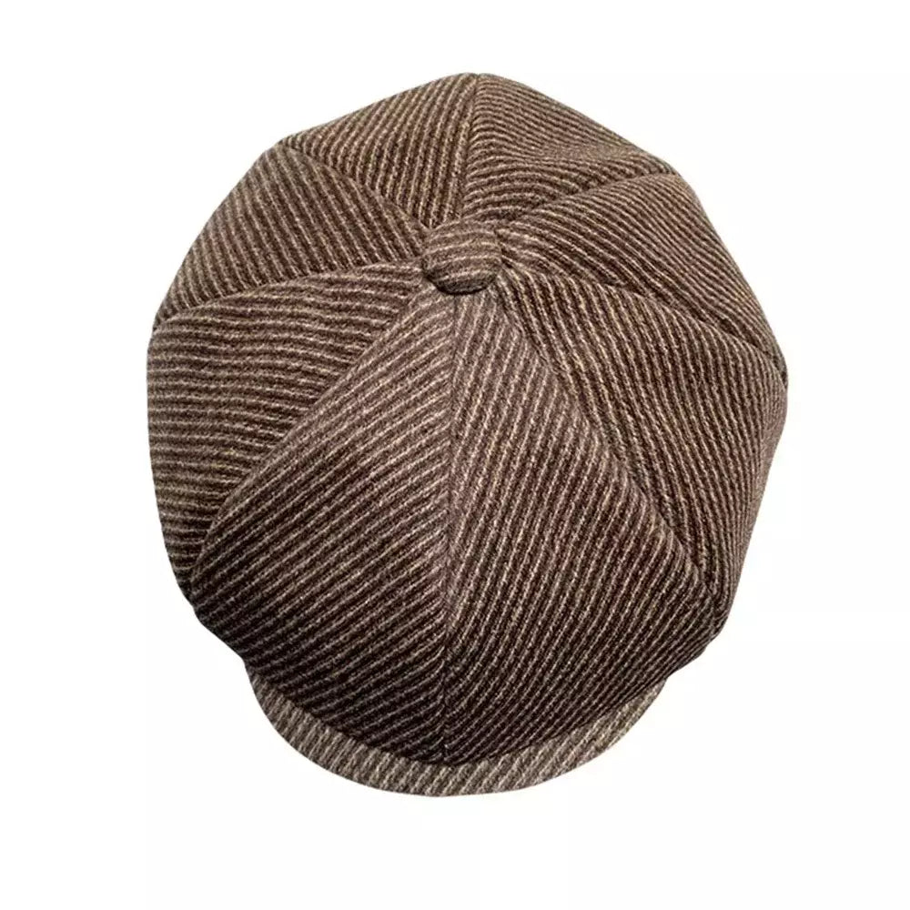 Atwood Brown Herringbone Wool Newsboy Cap