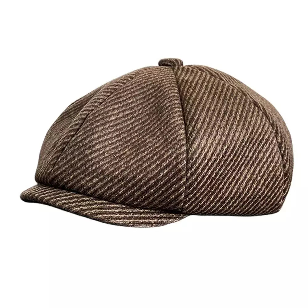 Atwood Brown Herringbone Wool Newsboy Cap