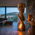 Authentic Hand-Carved Solid Wood Spiral Floor Lamp