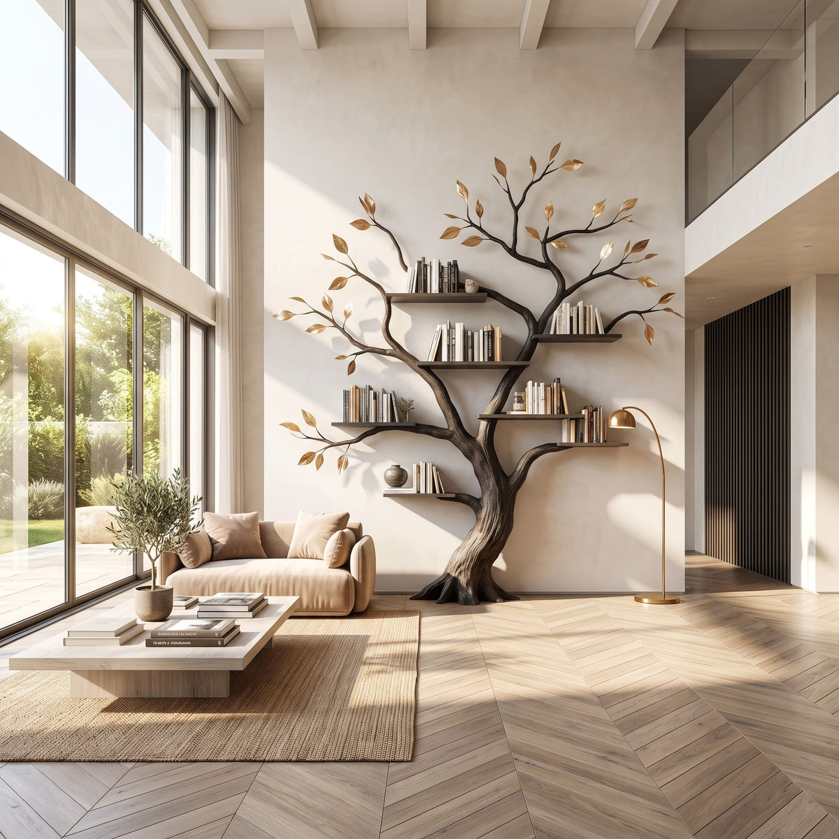 Authentic Hand-Carved Solid Wood Tree Bookshelf