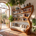 Authentic Hand-Carved Solid Wood Tree Bookshelf Daybed