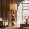 Authentic Hand-Carved Solid Wood Twisted Floor Lamp