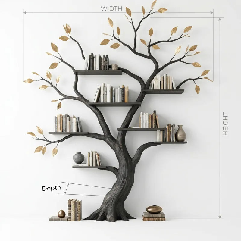 Authentic Hand-Carved Solid Wood Tree Bookshelf