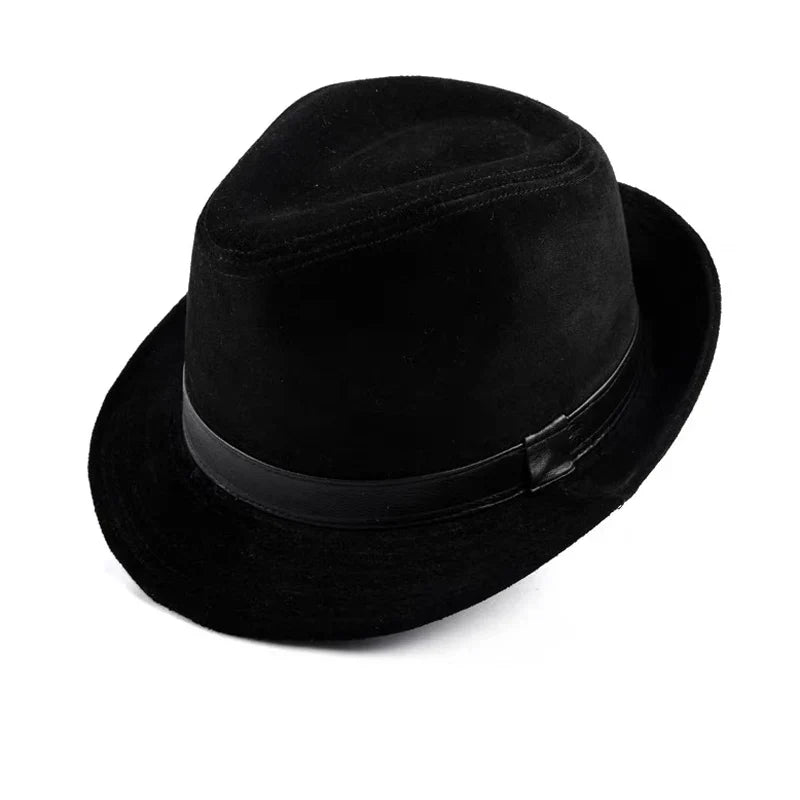 Bayeux Black Genuine Leather Trilby Hat