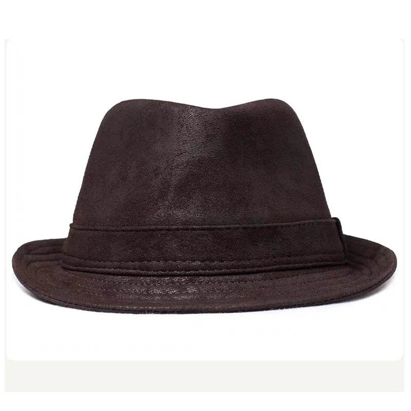 Belcastel Distressed Genuine Leather Trilby Hat