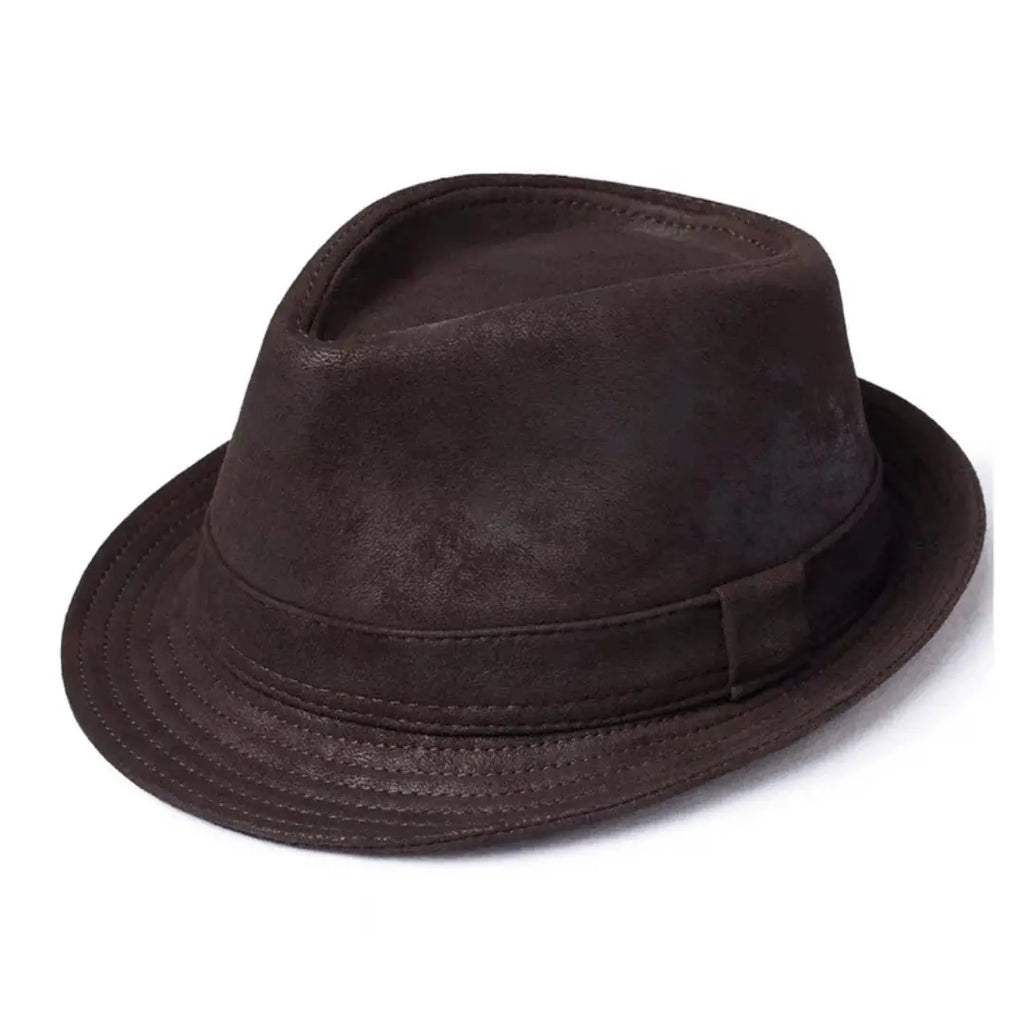 Belcastel Distressed Genuine Leather Trilby Hat
