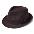Belcastel Distressed Genuine Leather Trilby Hat