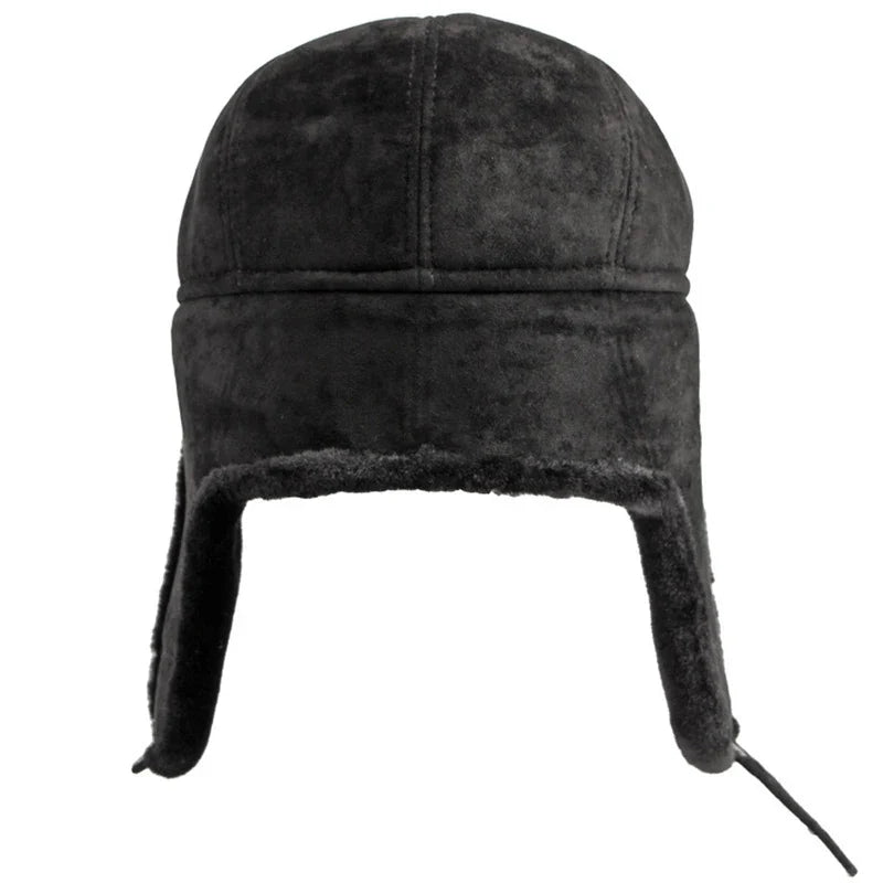 Belfast Winter Earflaps Black Fur Flat Cap