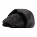 Belfast Winter Earflaps Black Fur Flat Cap