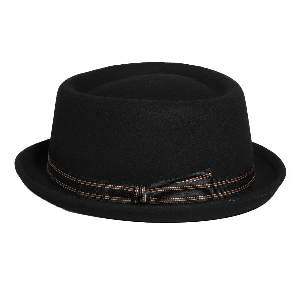 Benedetti Black Wool Porkpie Hat
