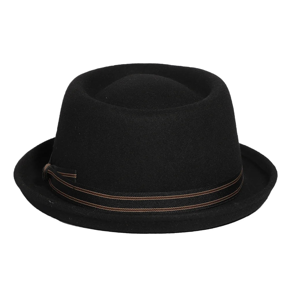 Benedetti Black Wool Porkpie Hat