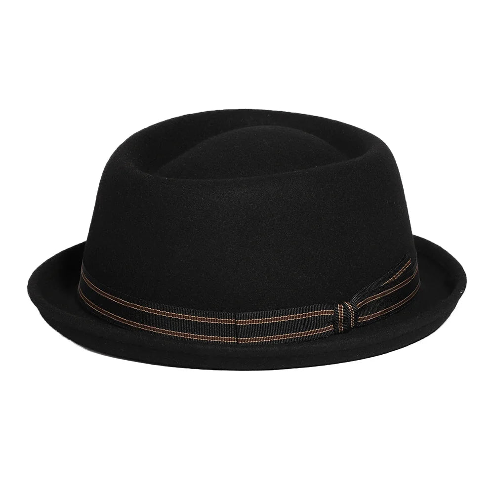 Benedetti Black Wool Porkpie Hat