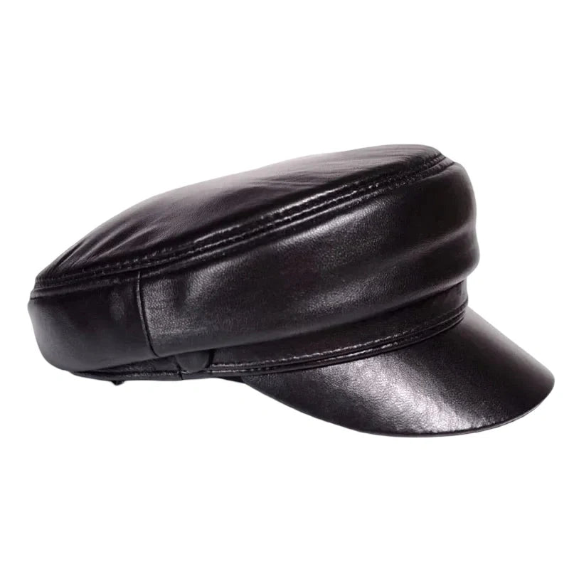 Billings Black Genuine Leather Sailor Cap