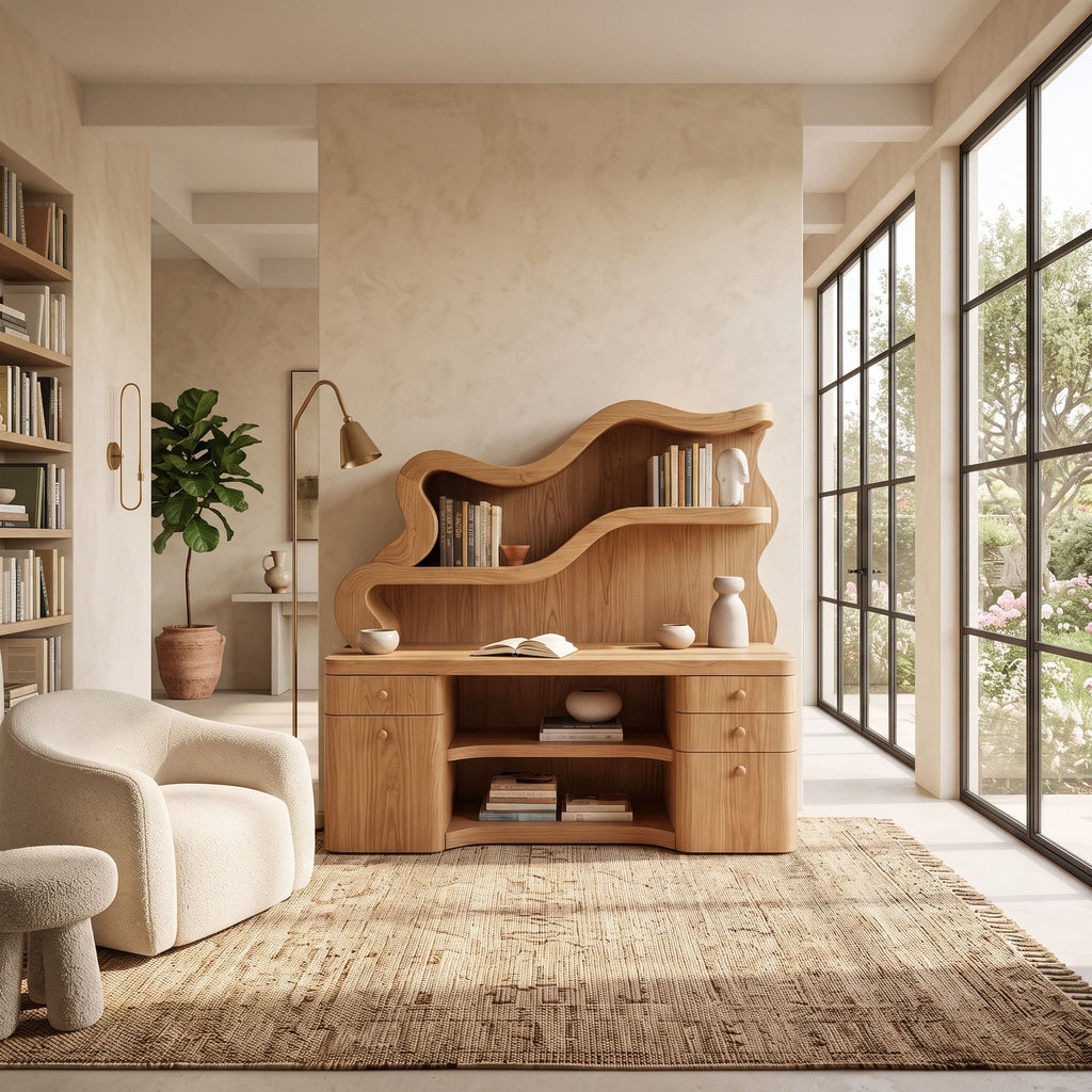 Biophilic Sculptural Solid Wood Desk