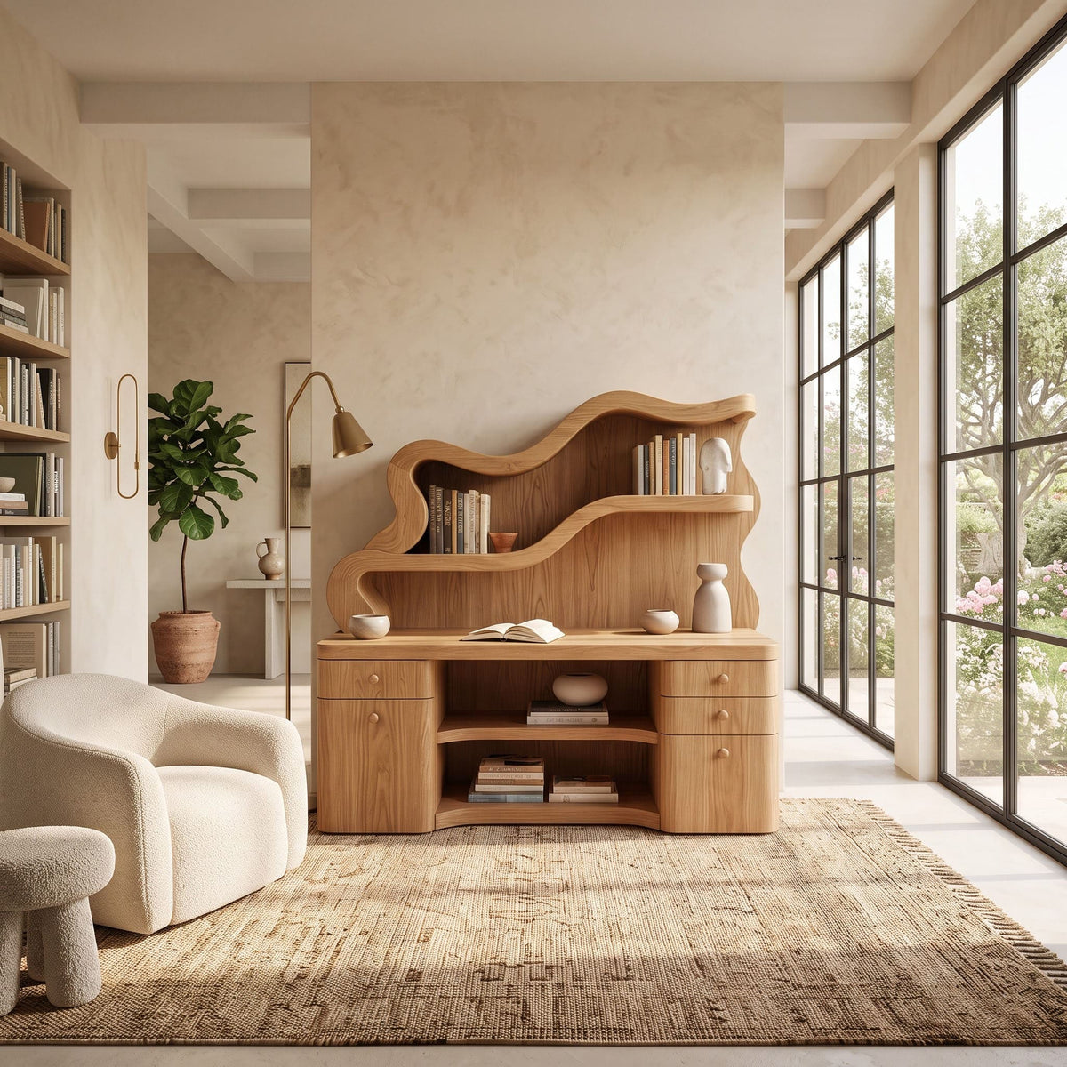 Biophilic Sculptural Solid Wood Desk