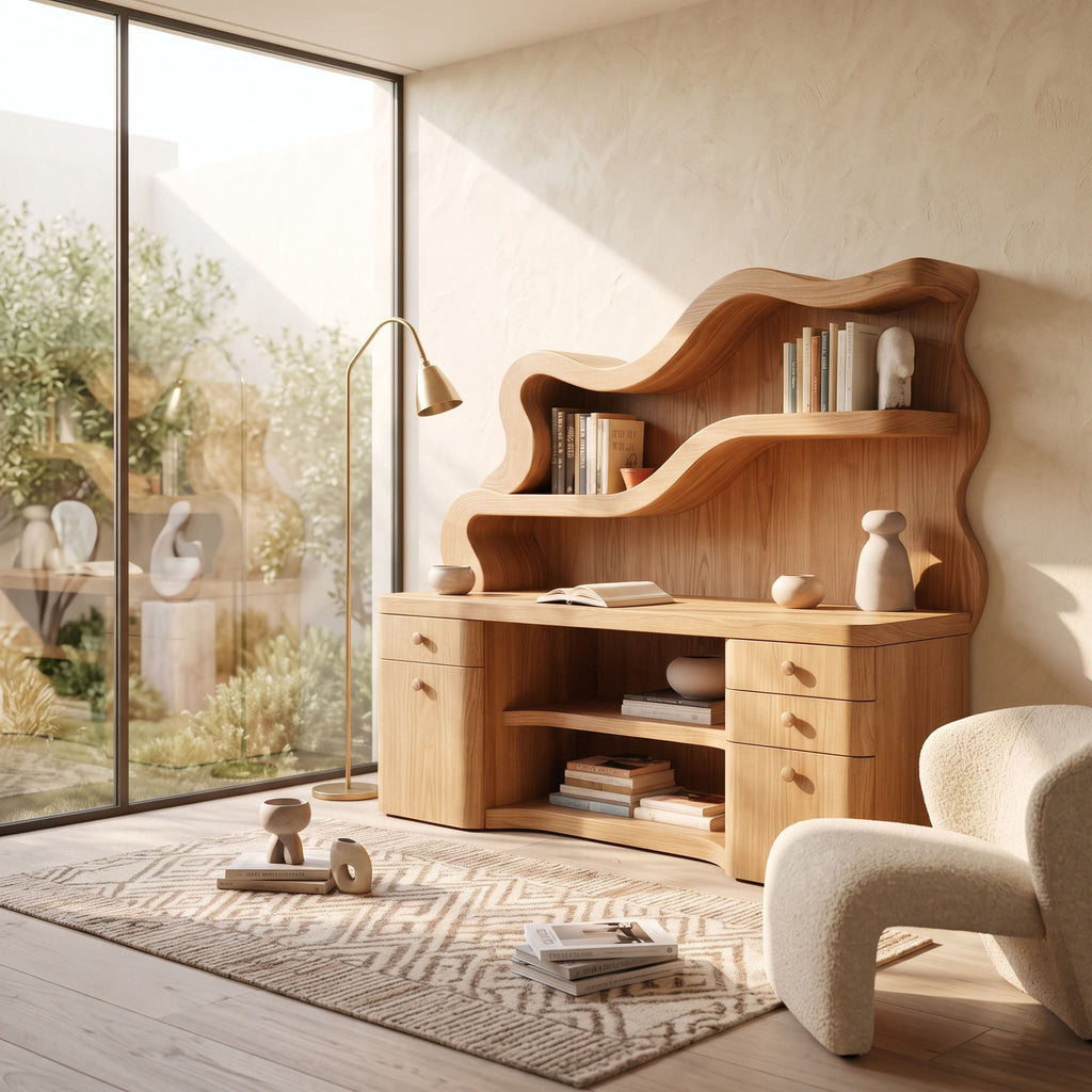 Biophilic Sculptural Solid Wood Desk