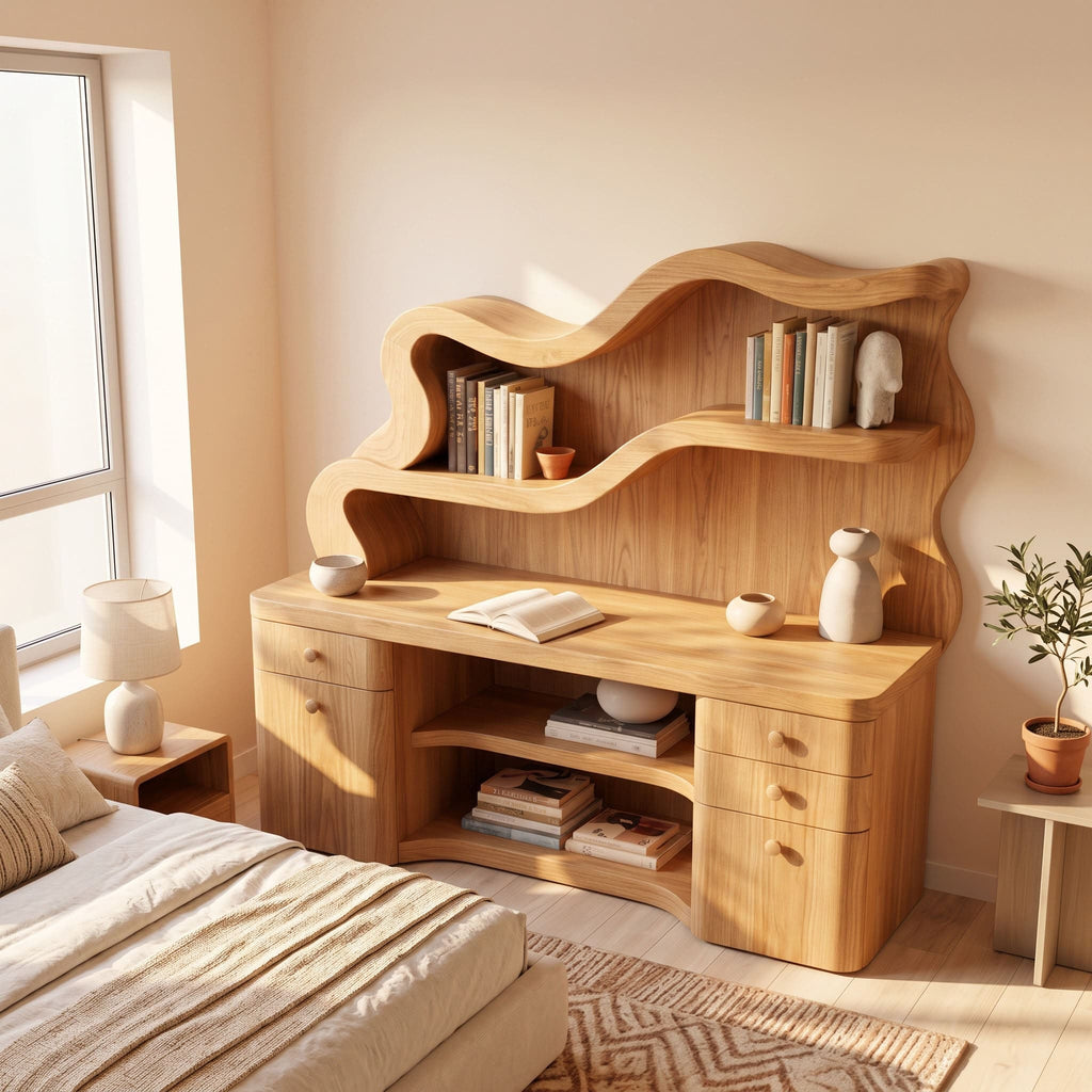 Biophilic Sculptural Solid Wood Desk