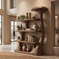 Biophilic Sculptural Solid Wood Mushroom Bookshelf