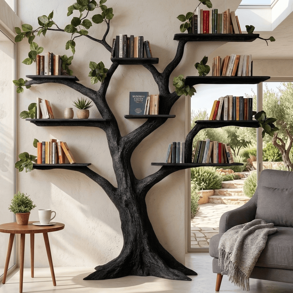 Biophilic Sculptural Solid Wood Tree Bookshelf