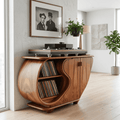 Biophilic Sculptural Solid Wood Vinyl Record Credenza