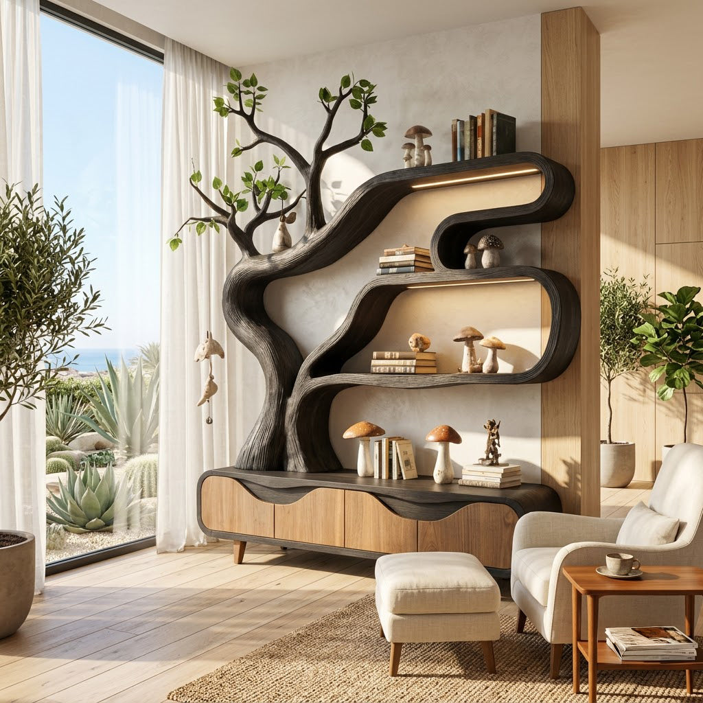 Biophilic Tree Bookshelf & Storage Credenza