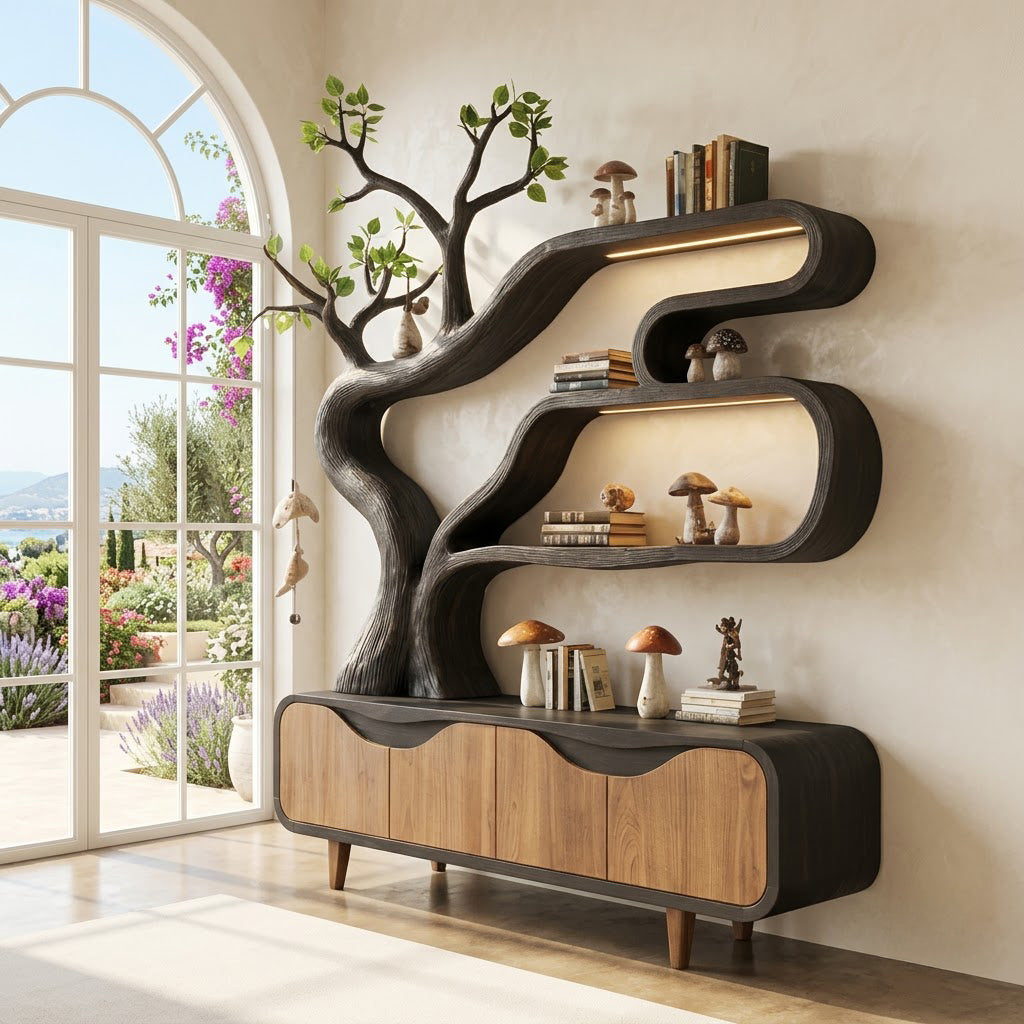 Biophilic Tree Bookshelf & Storage Credenza