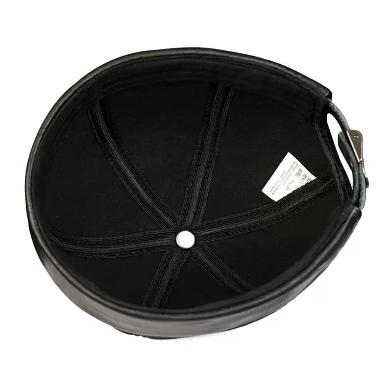 Black Suede Genuine Leather Docker Cap